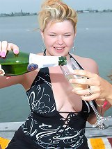 These 3 hot milfs are drinking champaign out on the dock and gettin frisky in these hot pics
